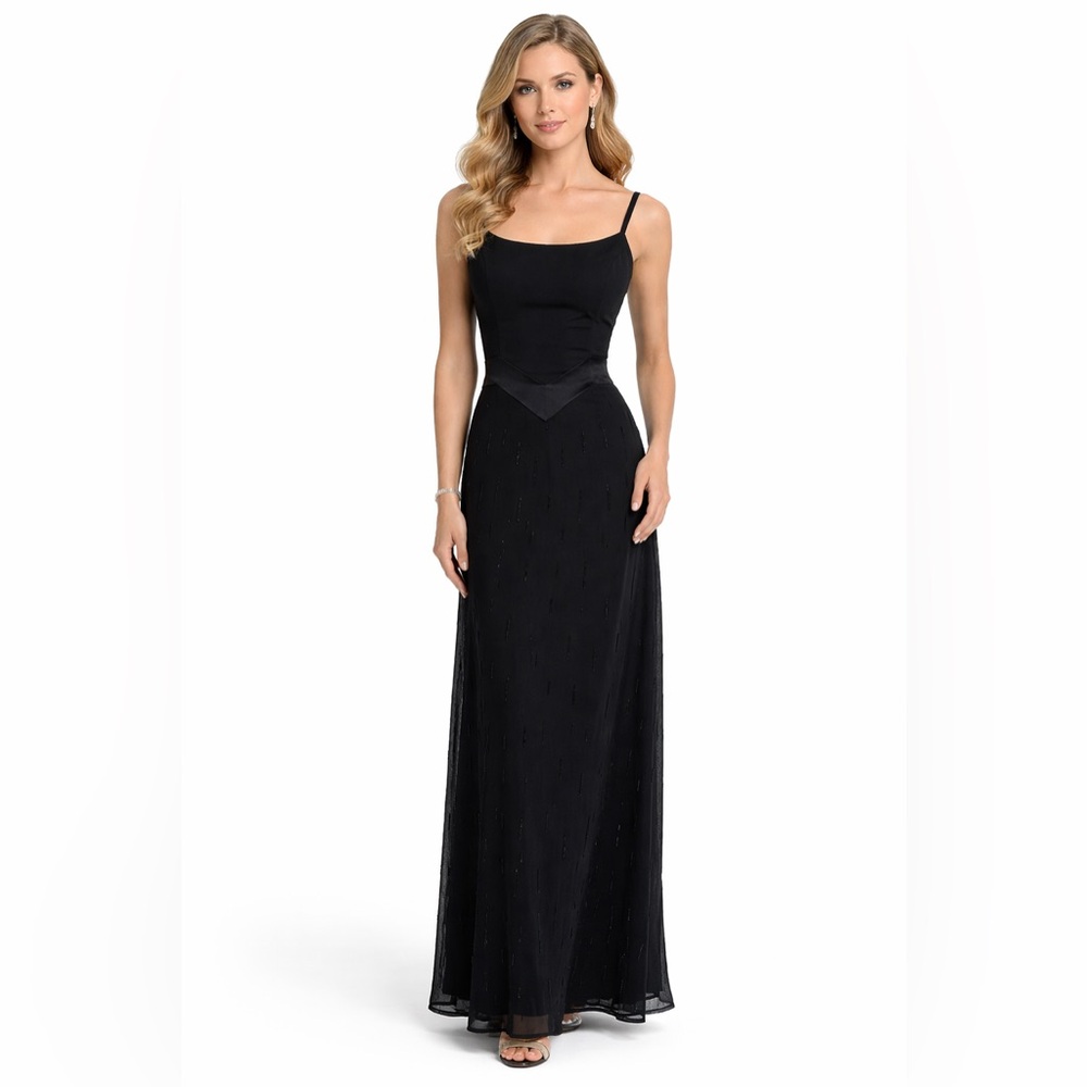 Jovani Formal Gown Black Beaded Sleeveless vintage 90s